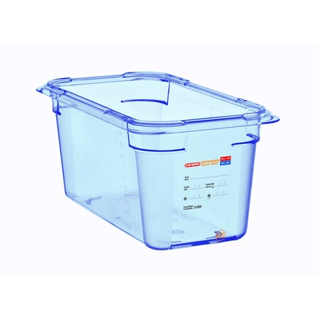 Araven FOOD PAN BPA-FREE GN1/4, 3.9qt BLUE TRANSPARENT, 10 3/8" X 6 3/8" X 6" 07818